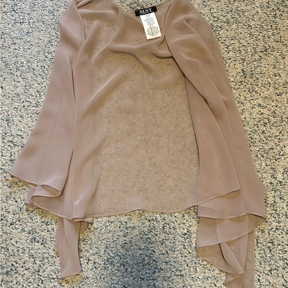 SLNY Sheer Beige Blouse - Picture 1 of 2